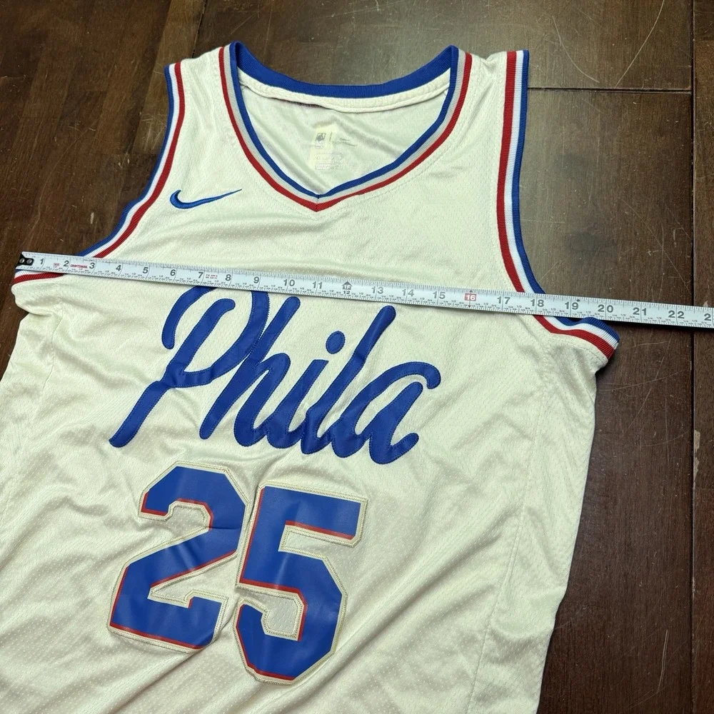 Nike Aeroswift NBA Phila 76ers Swingman Simmons Off White Nike Jersey #25‎ Sz 44